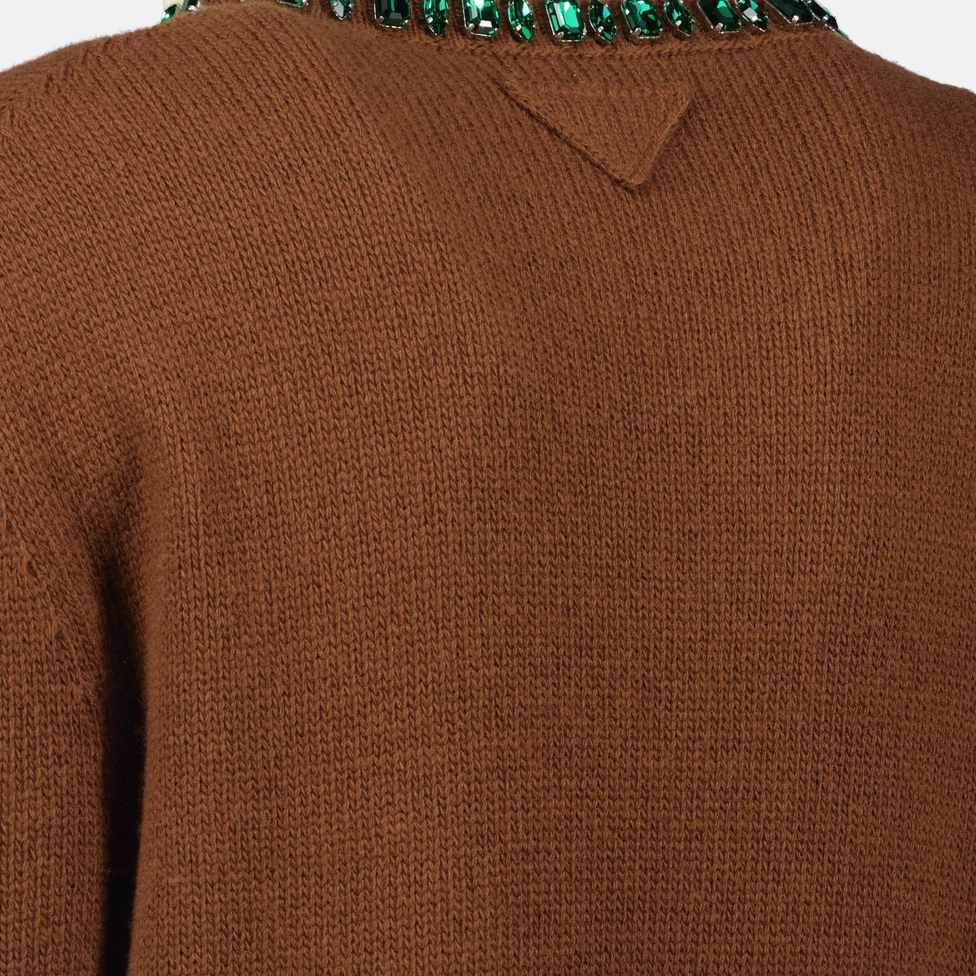 Image of Brown Cashmere and Wool Sweater by Prada for Women - Season Spring-Summer 2026 - Detail View 1