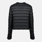 Imagem de um casaco curto de penas florido da Moncler para mulheres - Temporada Primavera-Verão 2026 - Vista de detalhe do produto 1
