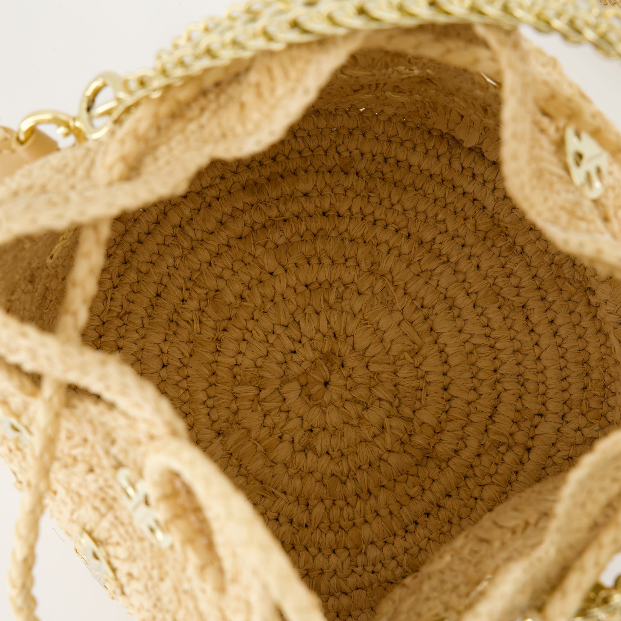 raffia bag, Signature 1969, bucket bag, beige accessory, stylish handbag