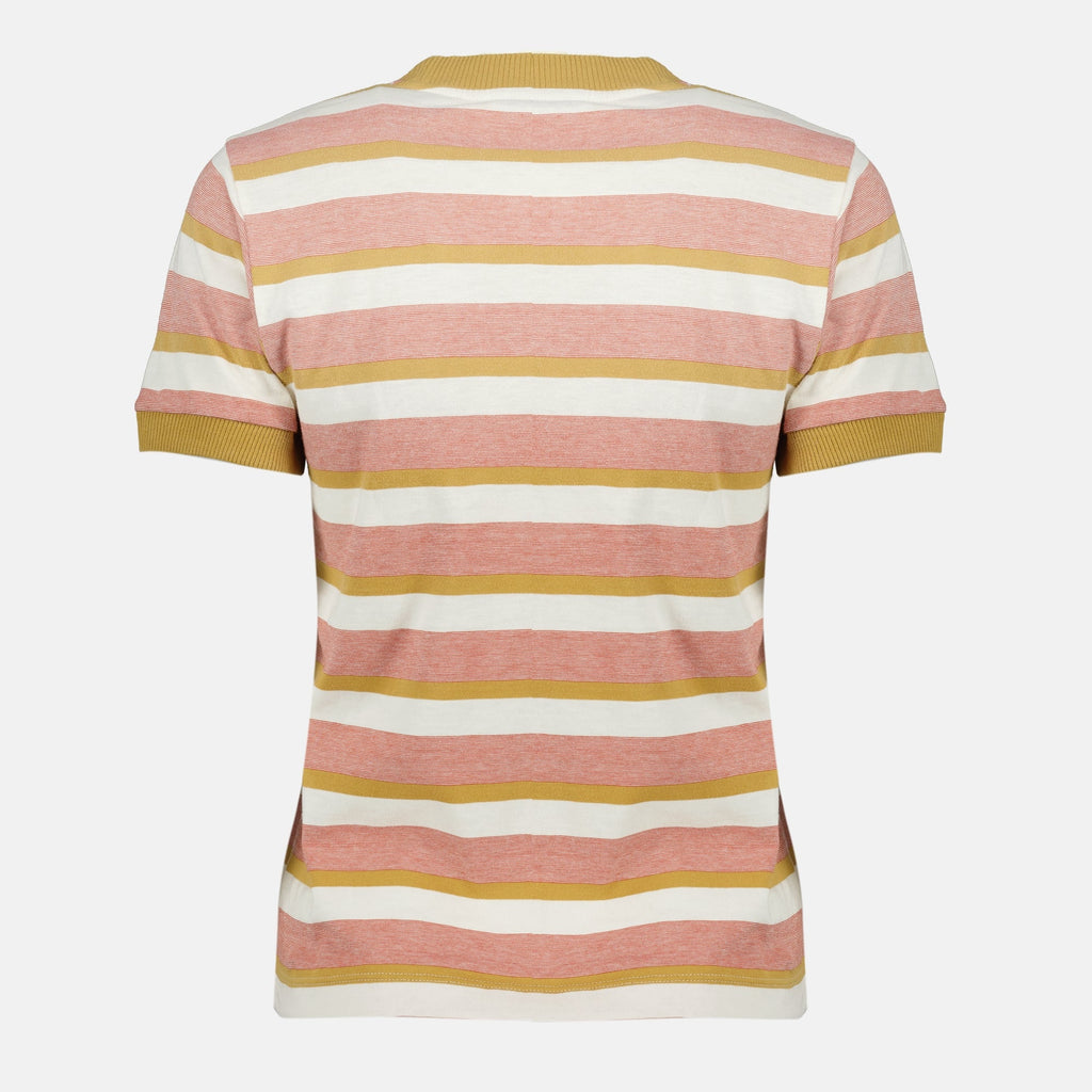 Image de T-shirt rayé rose par Prada pour femmes - Saison Printemps-Été 2026 - Vue de dos