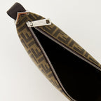 Fendi Melon bag, luxury shoulder bag, embroidered canvas bag, FF print bag, adjustable strap bag