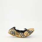 Image of Fawn Check Beige Ballerinas by Burberry for Women - Season Spring-Summer 2026 - Right Side View