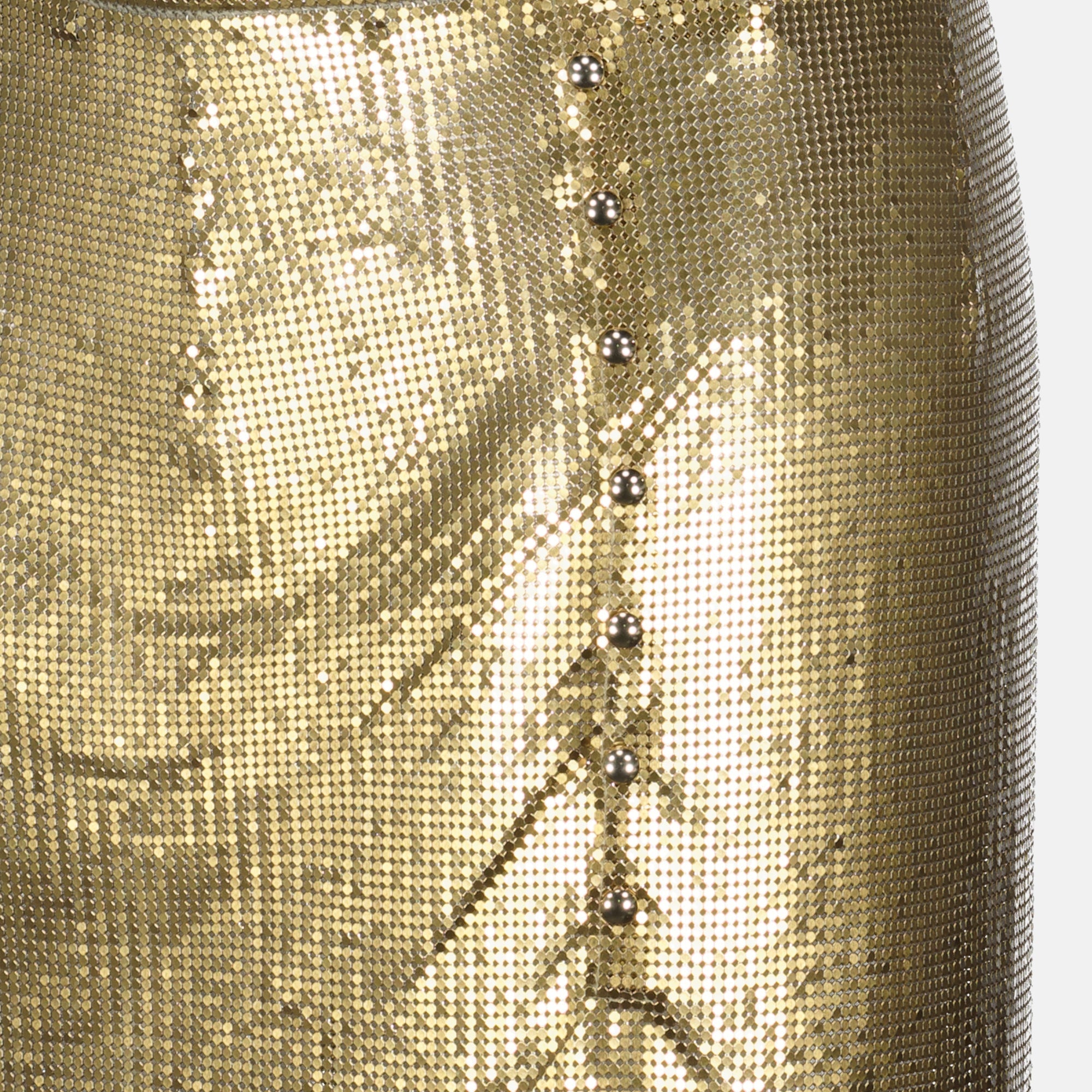 mini skirt, Rabanne, mesh skirt, gold skirt, autumn-winter fashion