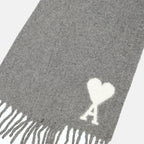 grey alpaca scarf, AMI Paris Autumn-Winter collection, soft alpaca wool, versatile fashion accessory, premium warm scarf