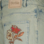 Dusty Floral Embroidered Denim Shorts - Drôle de Monsieur