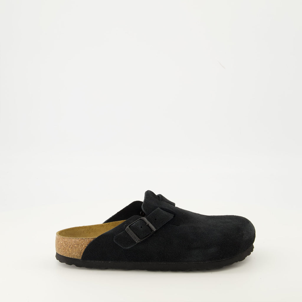 Birkenstock shoes, Boston Mules, black suede footwear, comfortable slip-ons, Autumn-Winter 2025