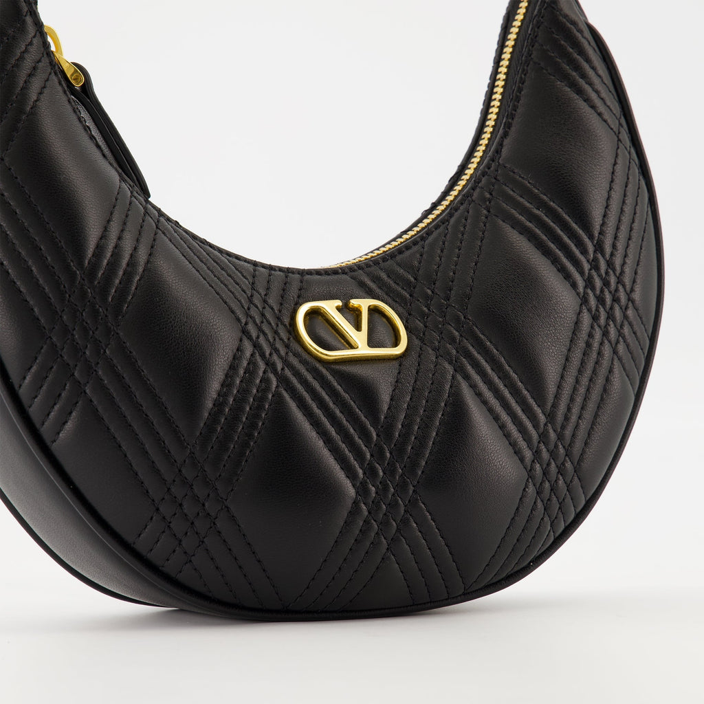 Valentino Garavani, Hobo Quiltie 67, black bag, quilted leather bag, designer accessory