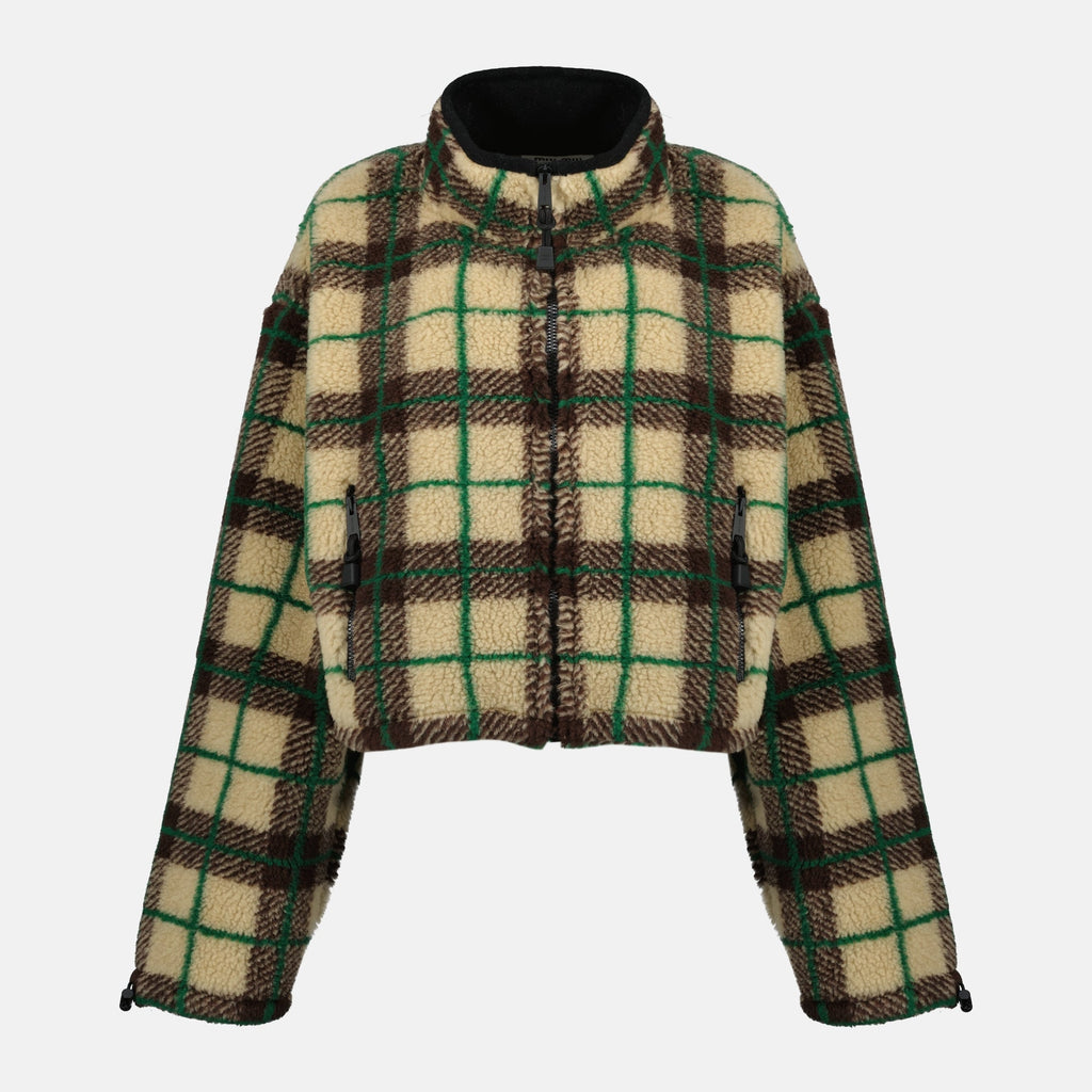 Chaqueta de Forro Polar a Cuadros Beige