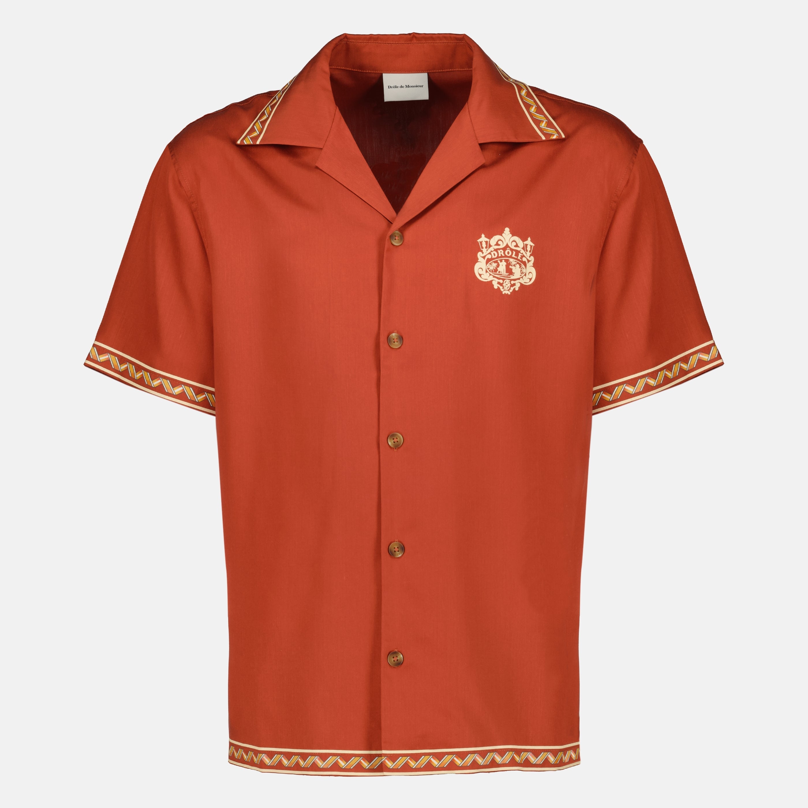 Imagen de Chemise Danseurs Brodée Orange - Drôle de Monsieur de Drole De Monsieur para Hombres - Temporada Primavera-Verano 2026 - Vista Frontal