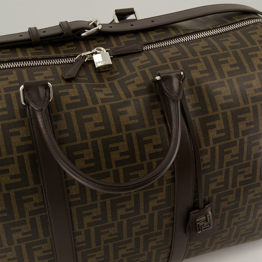 FF travel bag, luxury accessories, embroidered canvas bag, Fendi travel, stylish luggage