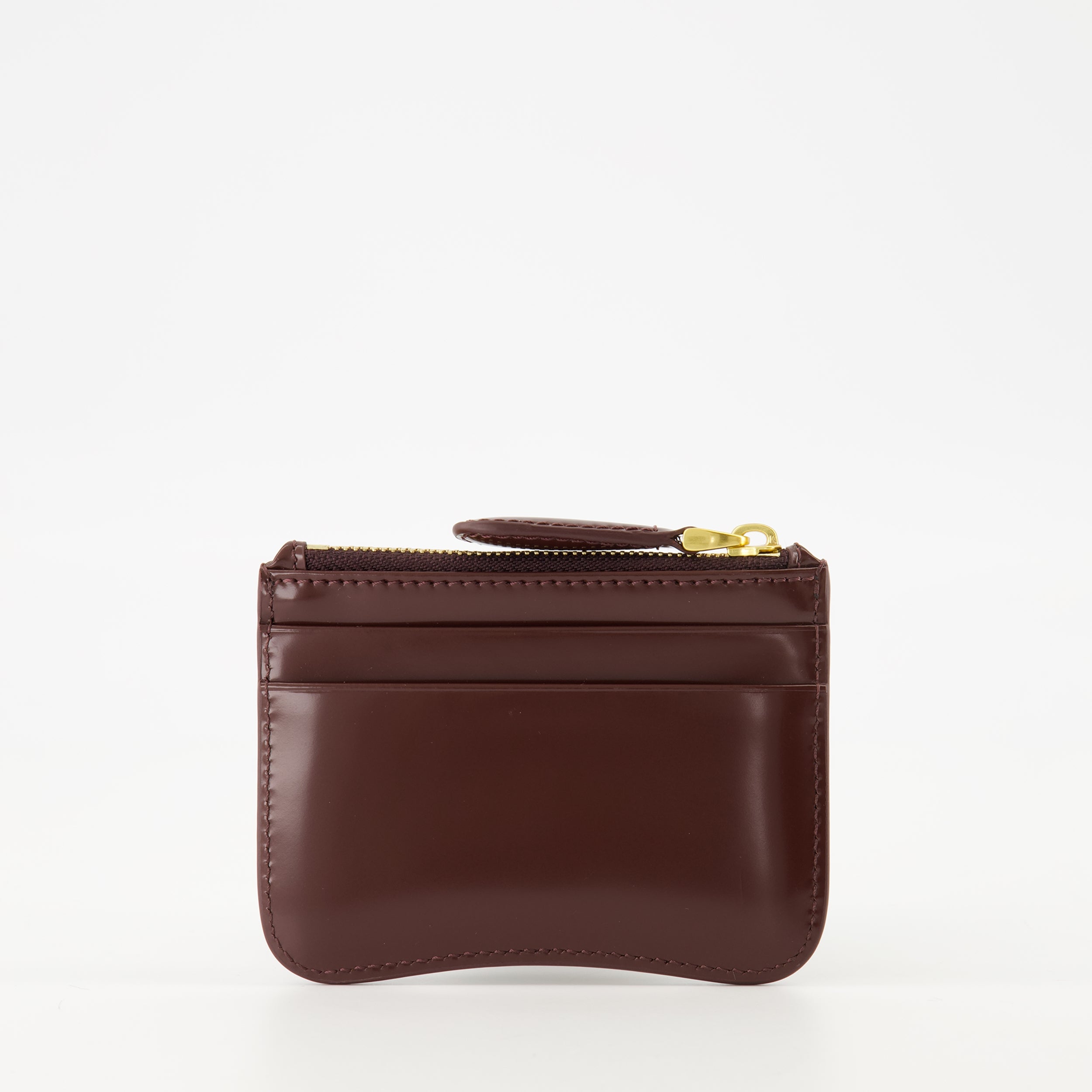 bordeaux card holder, Ami Paris accessories, calf leather wallet, unisex card holder, luxury leather accessories