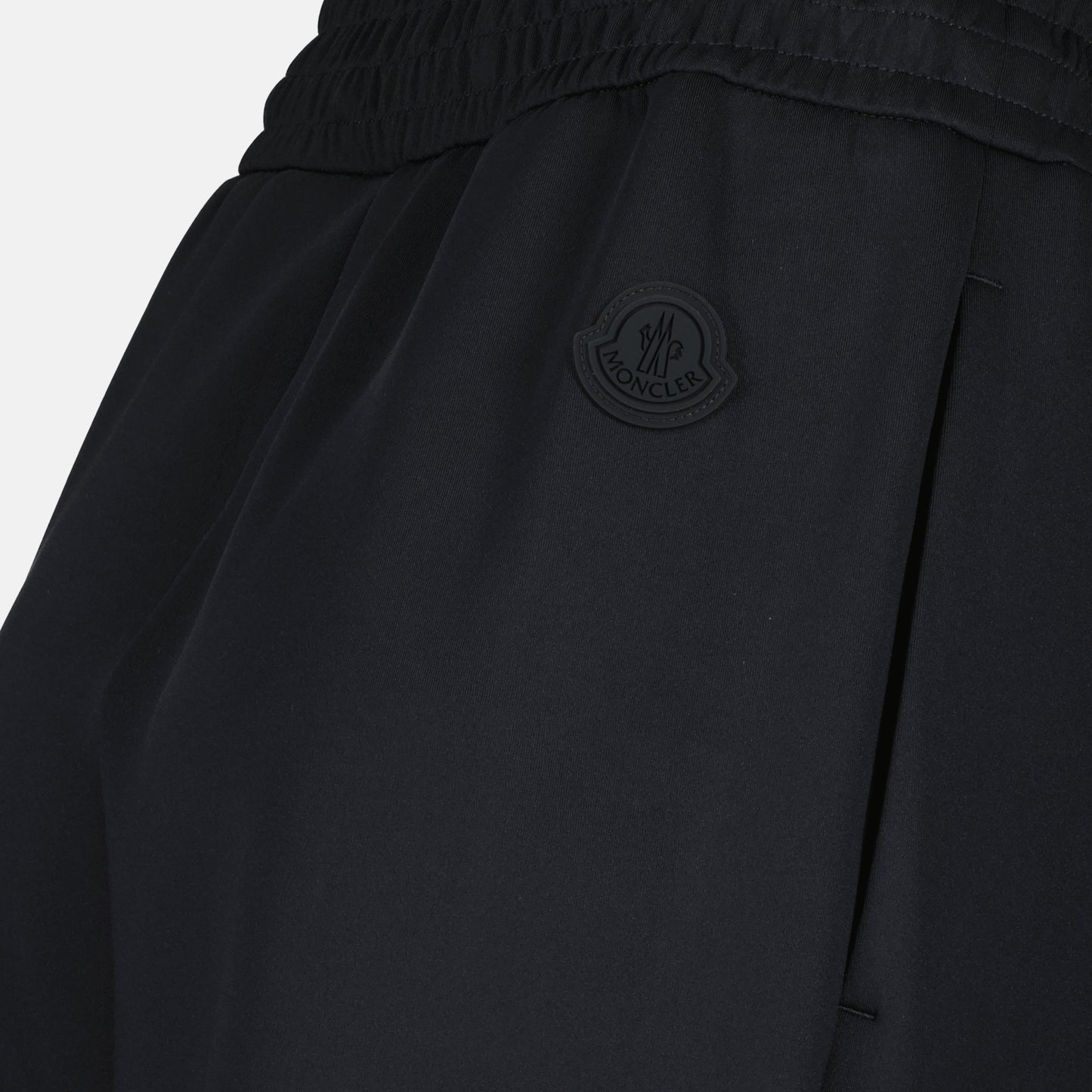 black sweatpants, Moncler, comfortable fit, contemporary style, drawstring closure