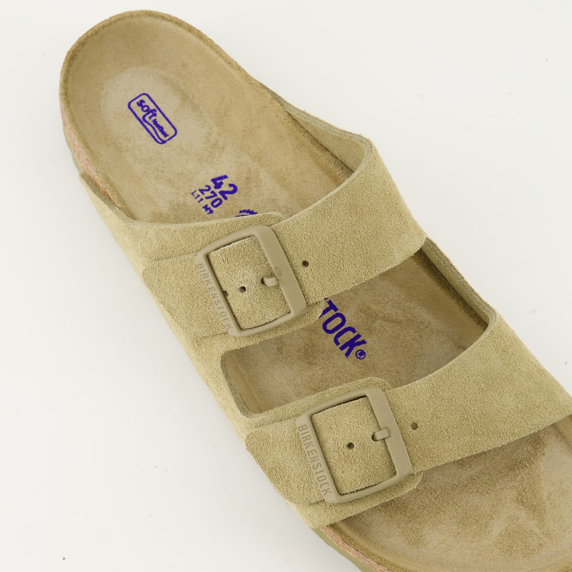 suede slides, Arizona collection, comfortable luxury footwear, green suede slides, molded footbed slides