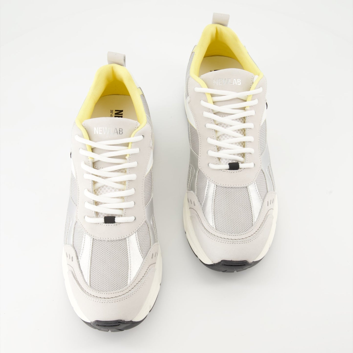 luxury sneakers, grey-yellow sneakers, premium footwear, designer sneakers, New Lab collection