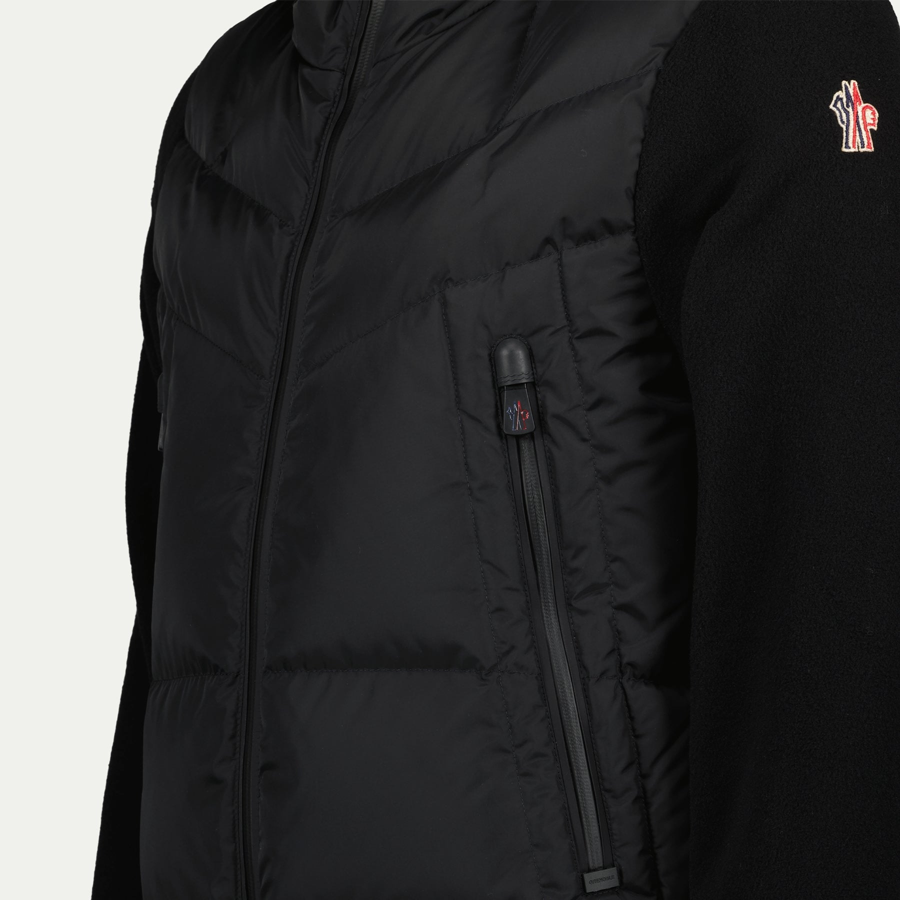 Black bi-material jacket, Moncler Grenoble jacket, quilted jacket, men's designer jacket, winter fashion