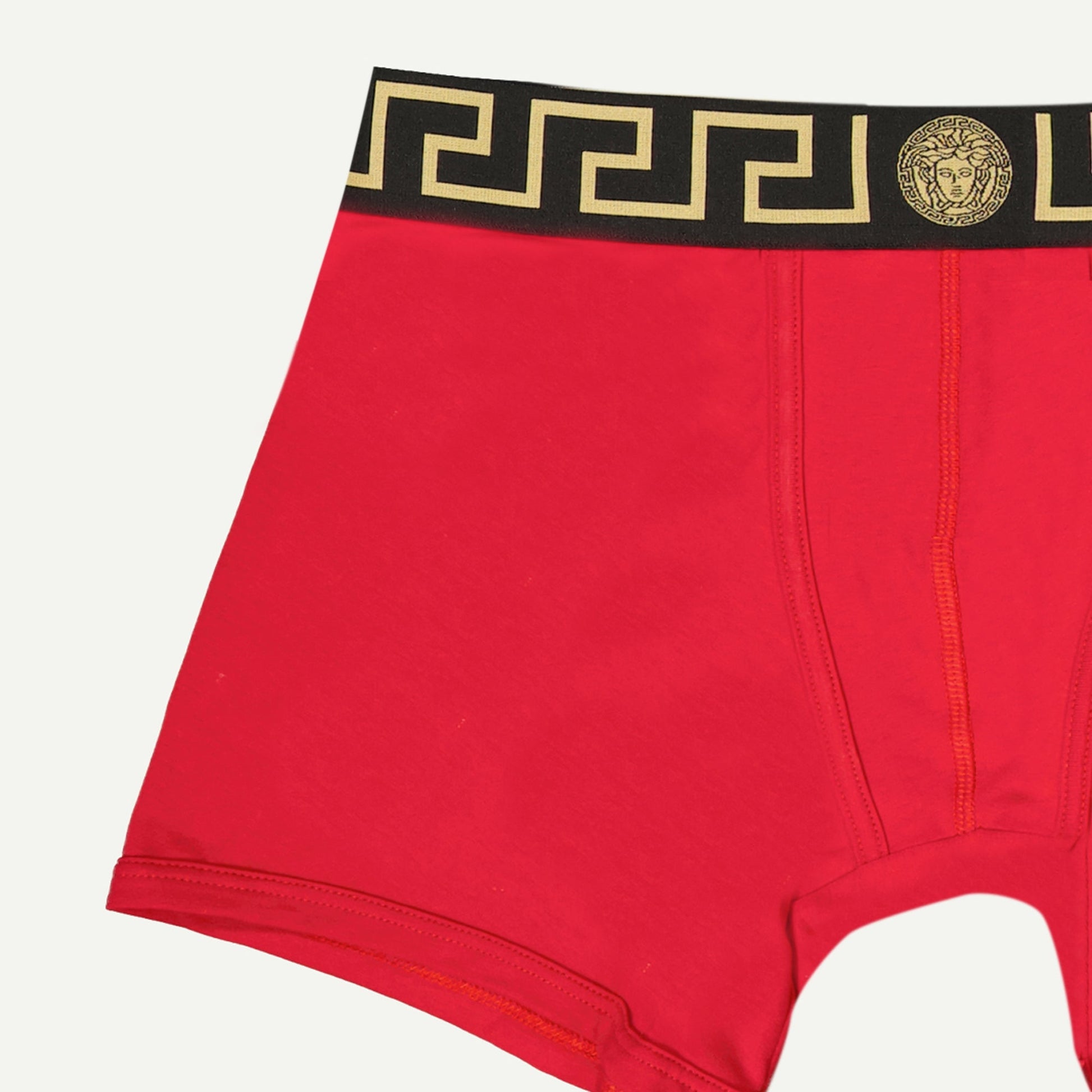 Versace Medusa Greca, long boxer shorts, red and black boxer, cotton elastane blend, Autumn-Winter 2024 collection