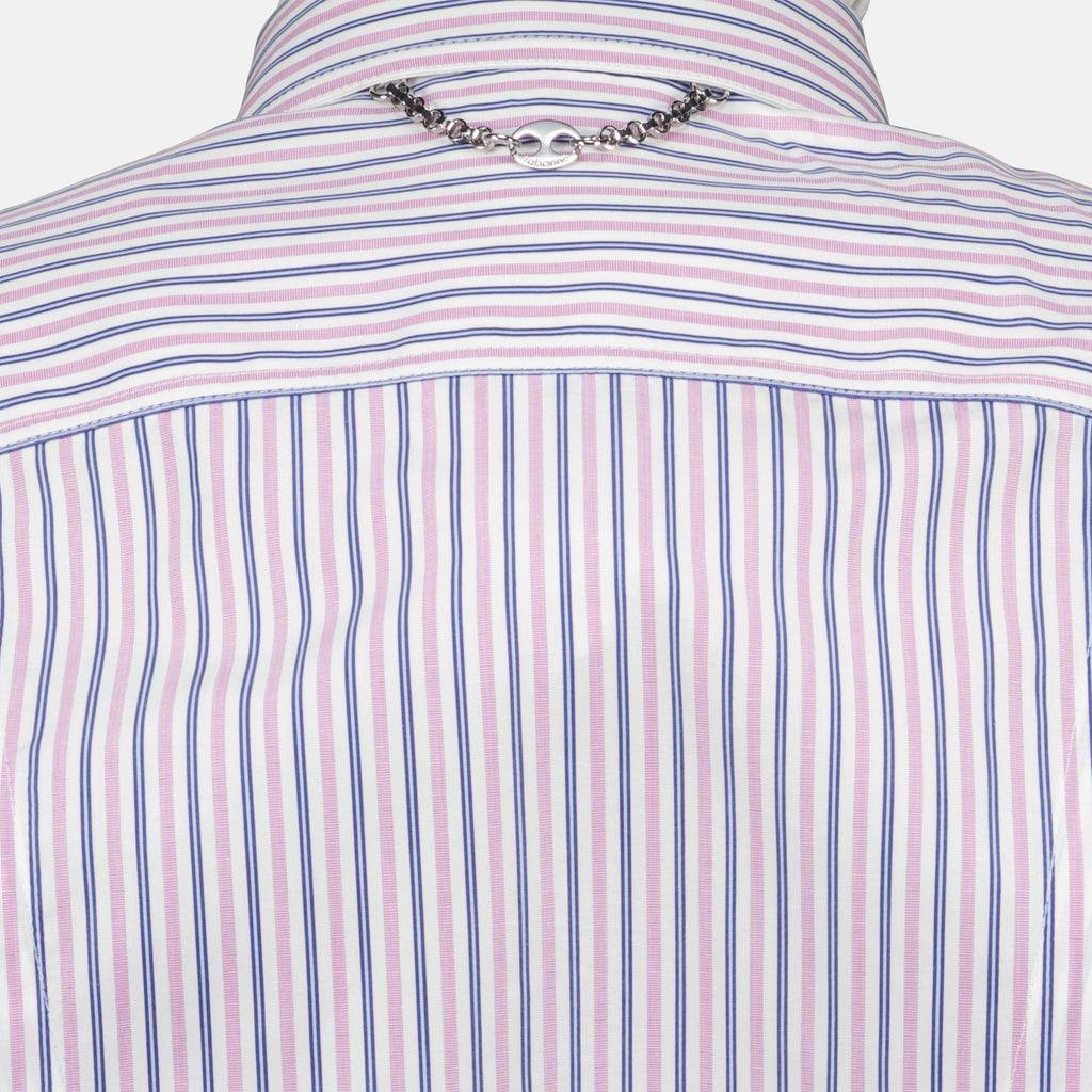 purple striped shirt, Rabanne shirt, women's poplin shirt, Spring-Summer collection, fitted shirt