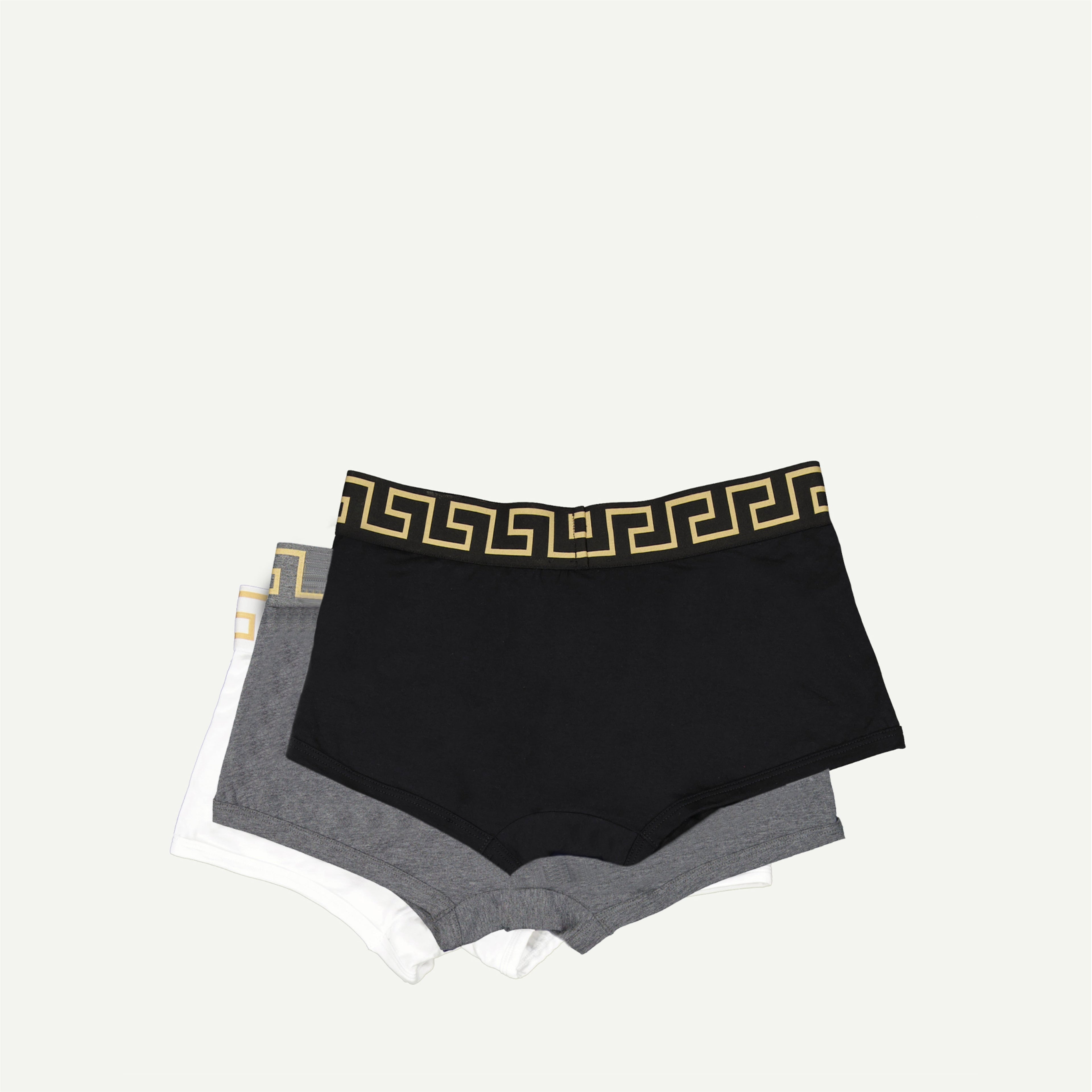 Versace boxers, cotton boxers, men's essentials, Medusa Greca, black grey white boxers