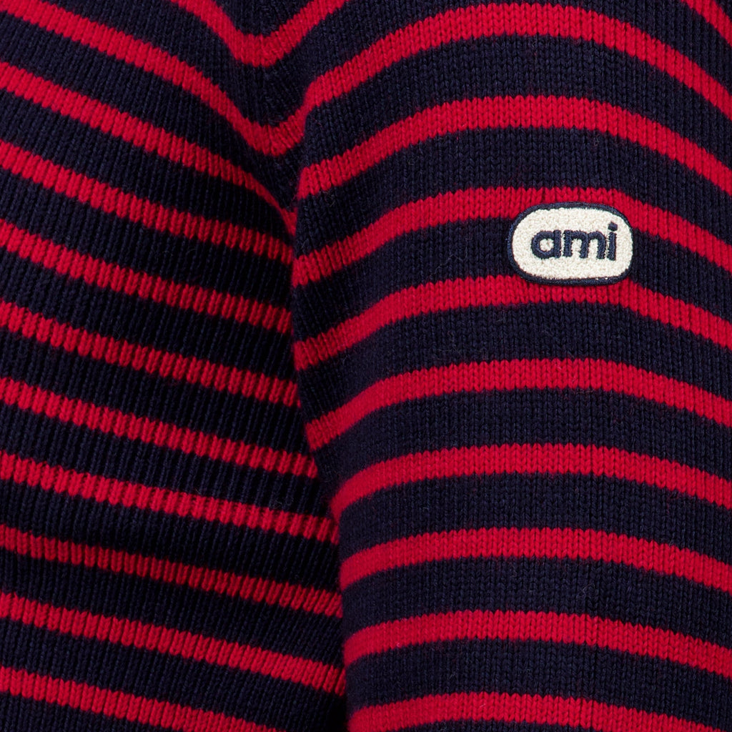 Red Wool Striped Knit Sweater
