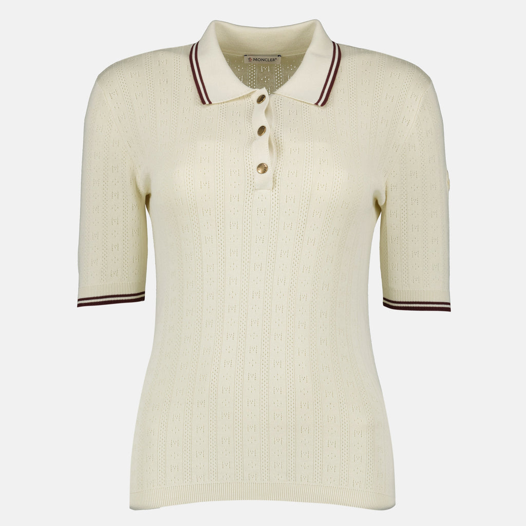 Polo in Cotone Beige con Motivo
