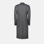 Image d'un manteau long en laine avec un motif rayé de Dior pour hommes - Saison automne-hiver 2024 - Vue de dos