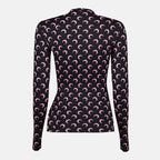 Marine Serre top, moon print jersey, black and pink top, fitted silhouette, women's fashion
