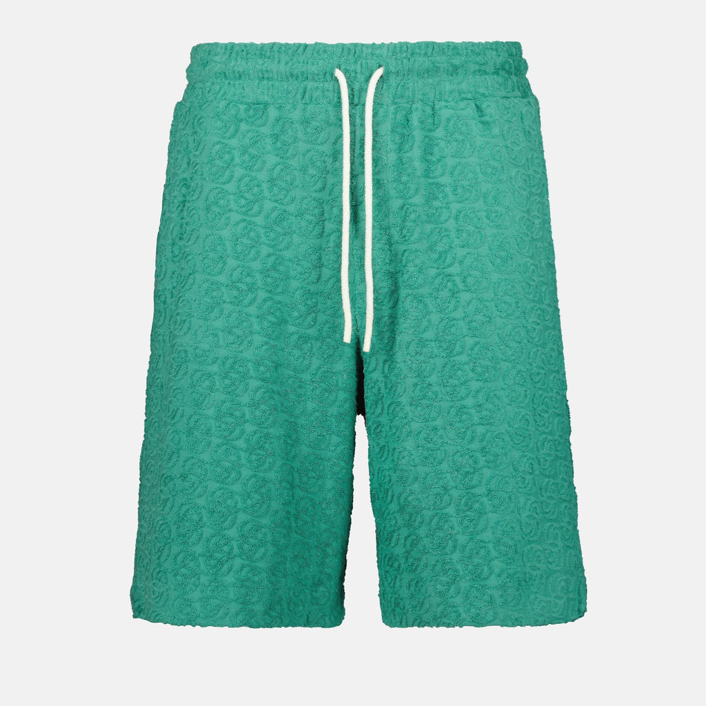 green shorts, Drole De Monsieur shorts, monogram shorts, cotton shorts, Spring-Summer 2025 collection