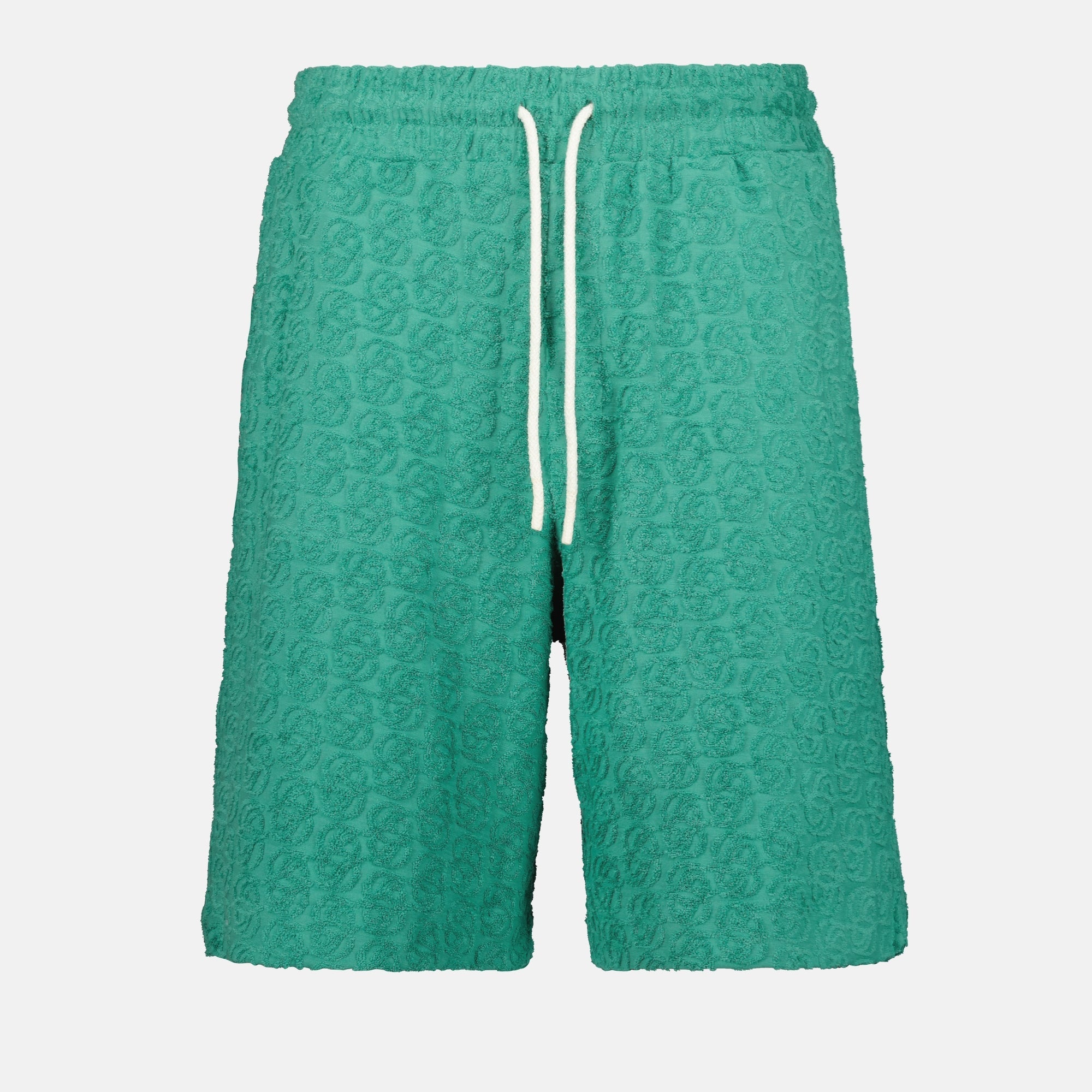 green shorts, Drole De Monsieur shorts, monogram shorts, cotton shorts, Spring-Summer 2025 collection