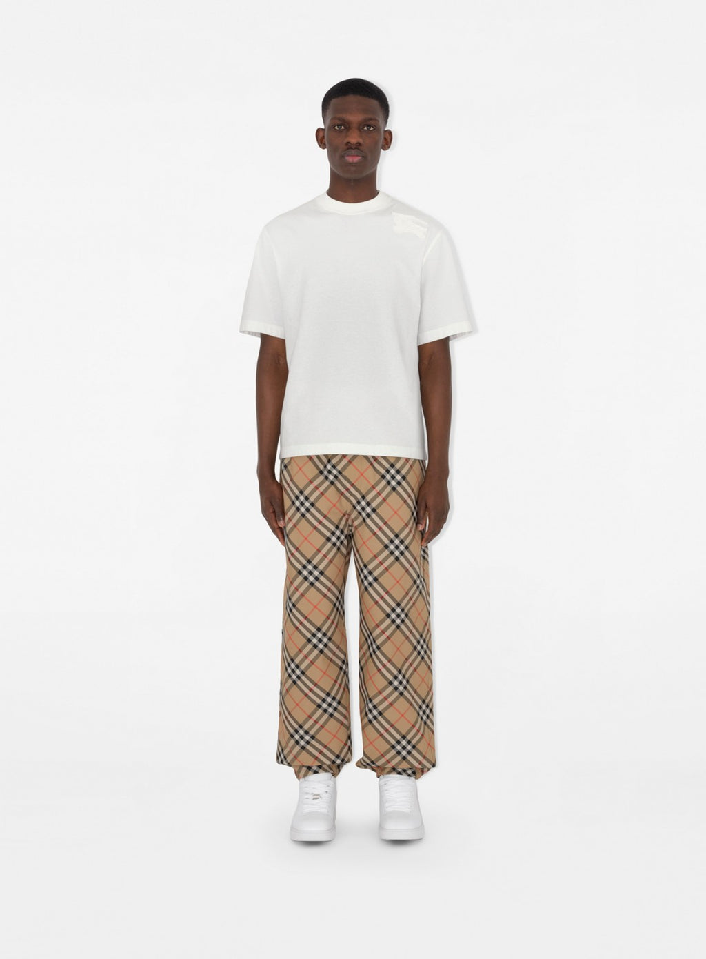 Burberry trousers, classic beige checkered, luxury menswear, high-end trousers, designer fashion