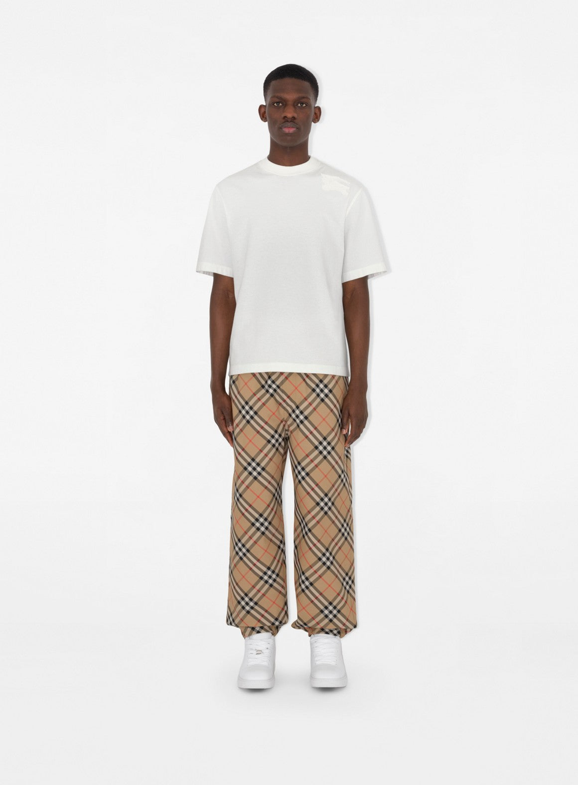 Burberry trousers, classic beige checkered, luxury menswear, high-end trousers, designer fashion