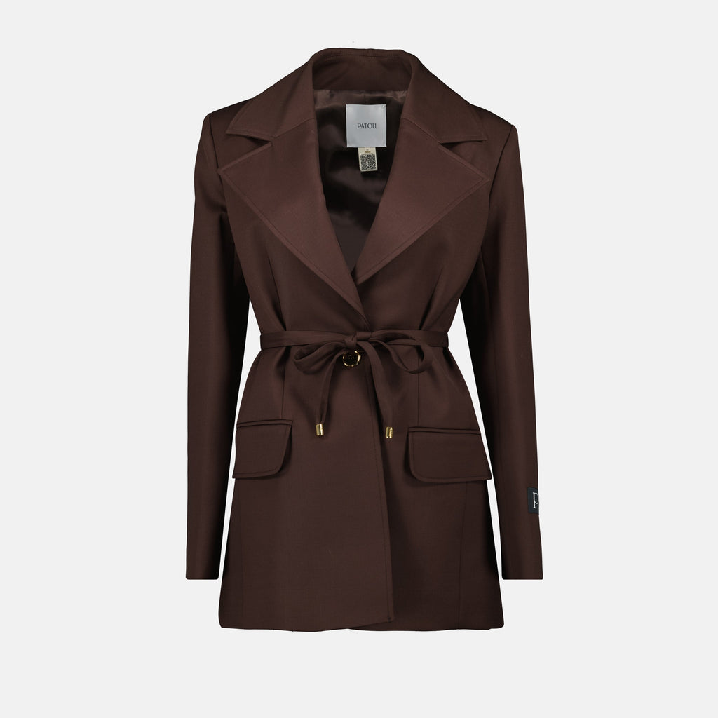 brown coat, mid-length coat, wool coat, Patou coat, Autumn-Winter fashion