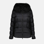 Down jacket, Luxury winter wear, Moncler, Black nylon jacket, High-collar jacket
