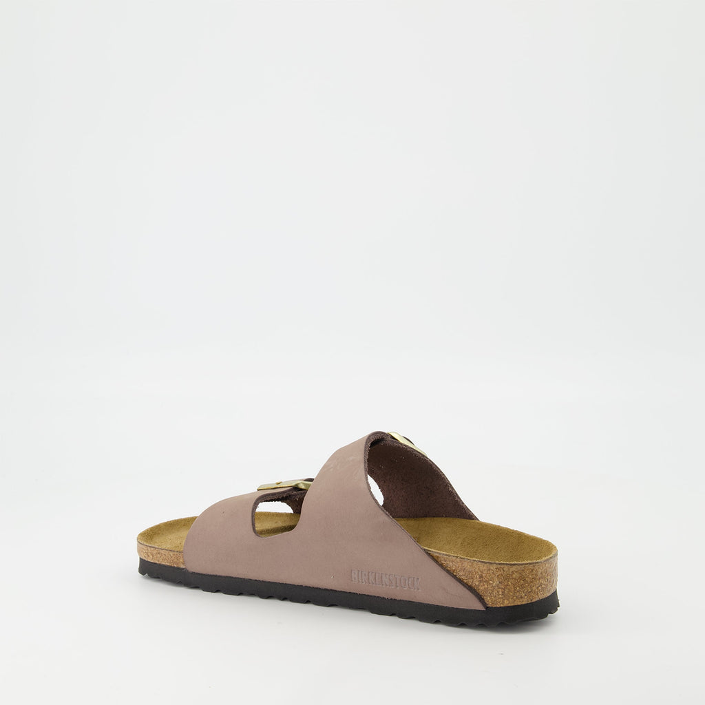 Birkenstock Arizona sandals, violet sandals, comfortable summer footwear, adjustable leather sandals, EVA sole sandals