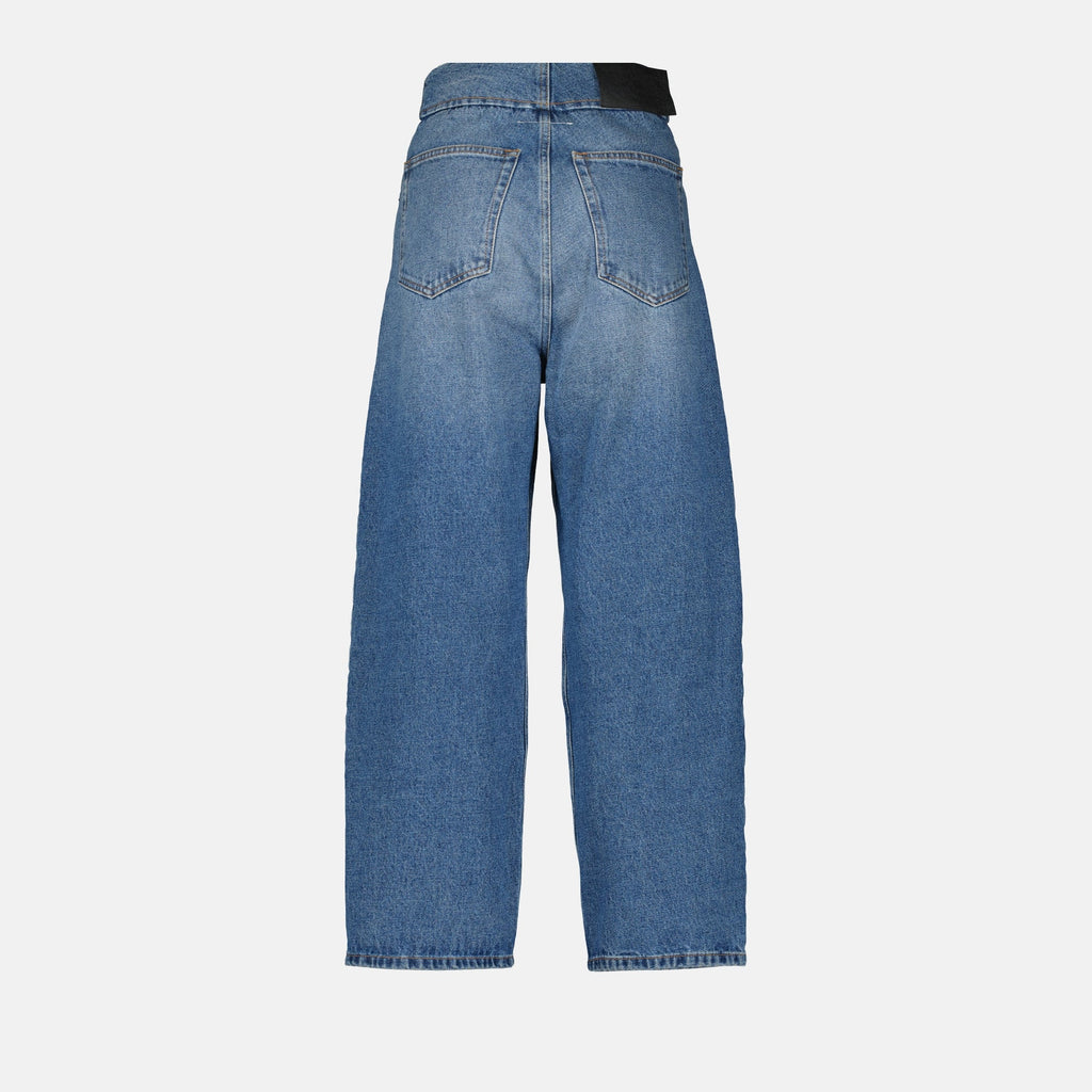 Wide-leg jeans, MM6 jeans, denim fashion, luxury denim, blue wide-leg pants