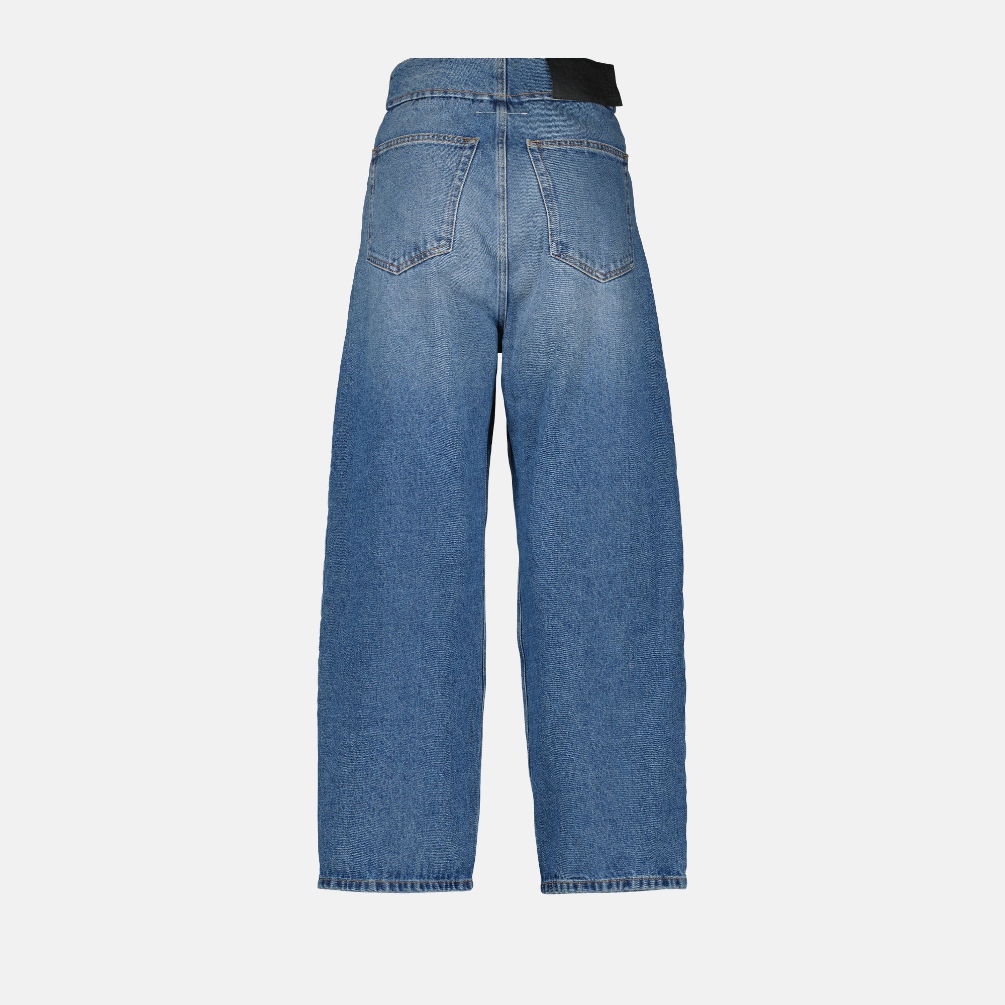 Wide-leg jeans, MM6 jeans, denim fashion, luxury denim, blue wide-leg pants