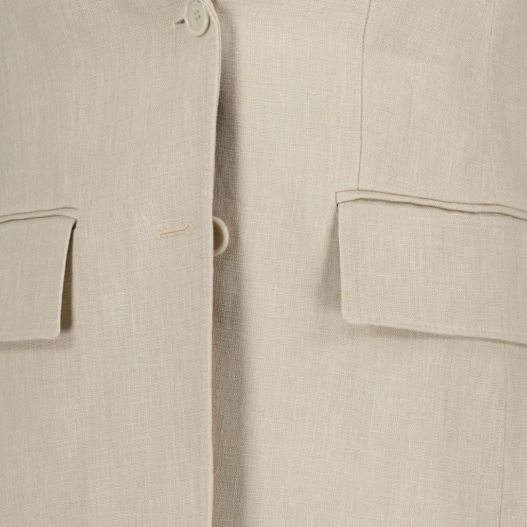 Imagen de un chaleco de lino beige con volantes de Max Mara para mujeres - Temporada Primavera-Verano 2026 - Vista de detalle 1