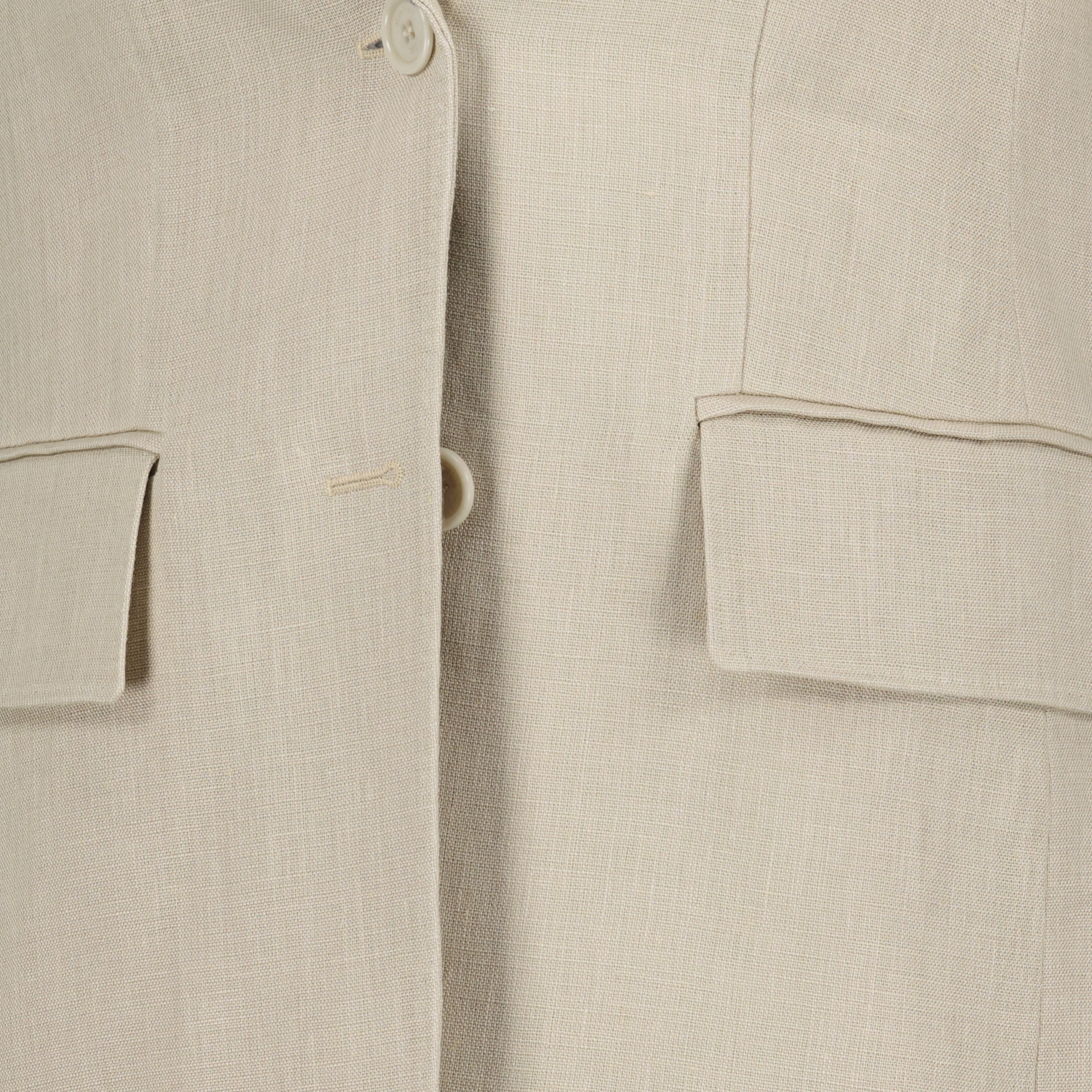 Imagen de un chaleco de lino beige con volantes de Max Mara para mujeres - Temporada Primavera-Verano 2026 - Vista de detalle 1