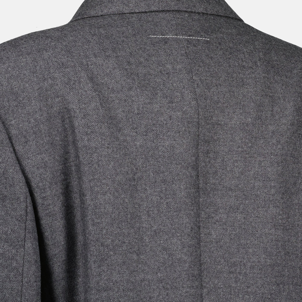 Mm6 blazer, gray wool blazer, Autumn-Winter collection, double-breasted blazer, wool outerwear