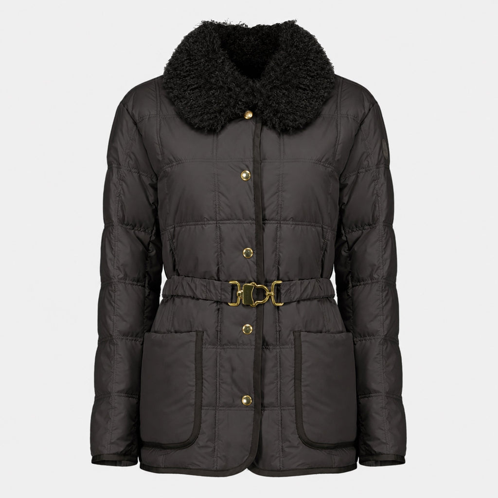 Schwarze Daunenjacke mit Gürtel