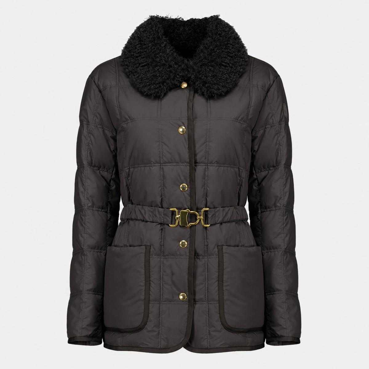 Schwarze Daunenjacke mit Gürtel