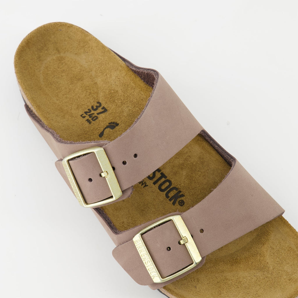 Birkenstock Arizona sandals, violet sandals, comfortable summer footwear, adjustable leather sandals, EVA sole sandals