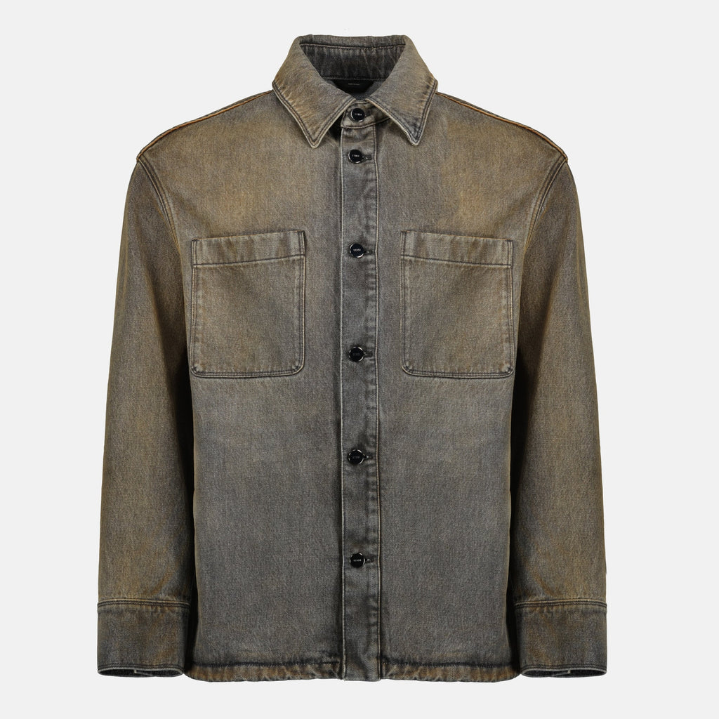 grey denim shirt, Fendi shirt, men's fashion, Autumn-Winter 2025, designer apparel