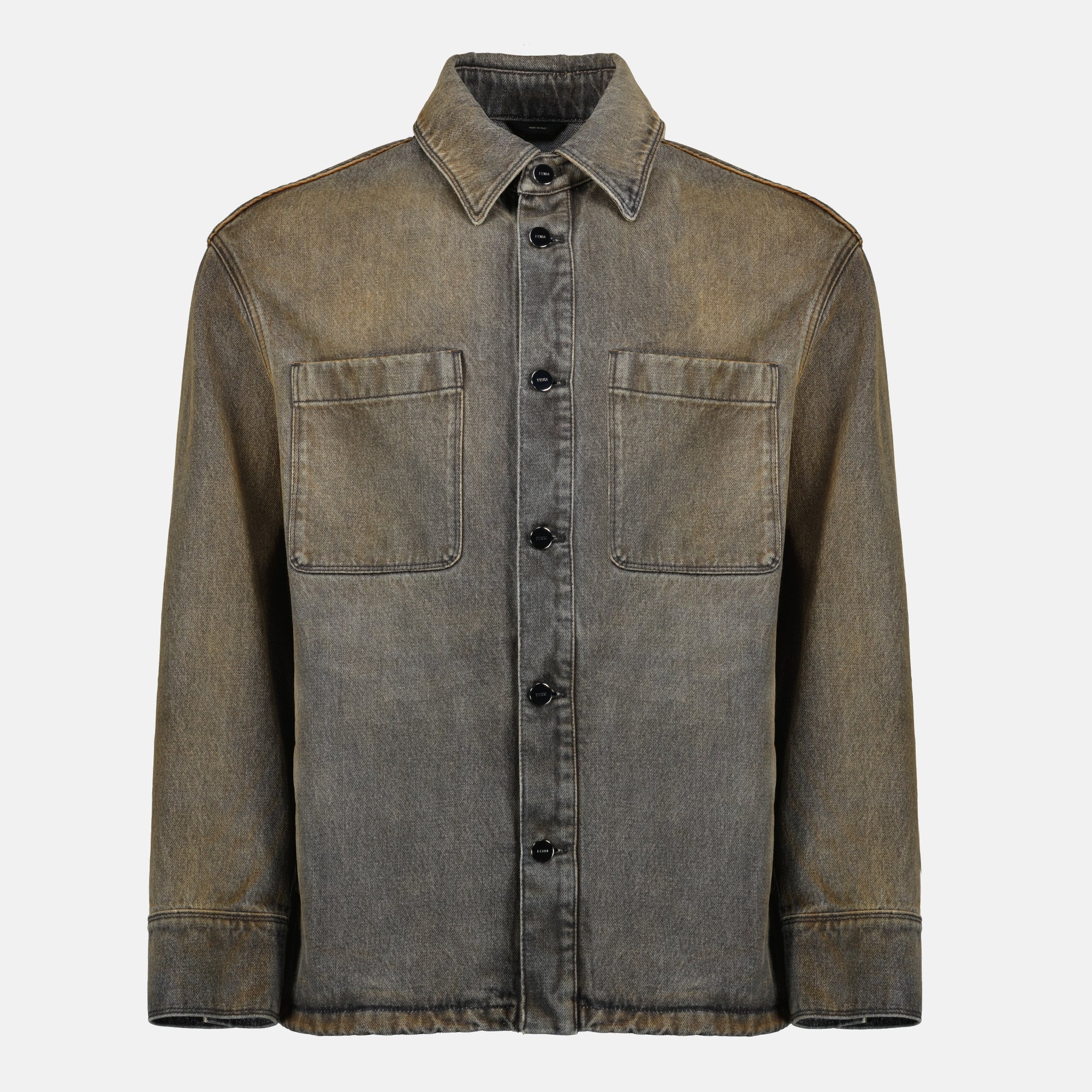 grey denim shirt, Fendi shirt, men's fashion, Autumn-Winter 2025, designer apparel
