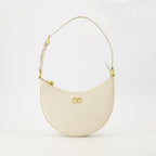 Valentino Mini Hobo Sac, white leather handbag, grained calfskin bag, adjustable strap bag, VLogo Signature accessory