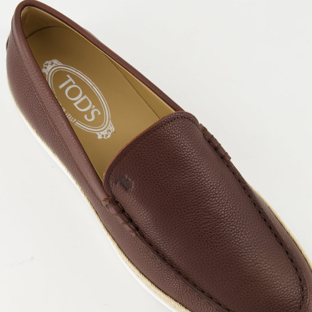 leather moccasins, Tod's shoes, brown moccasins, stylish footwear, artisanal leather shoes
