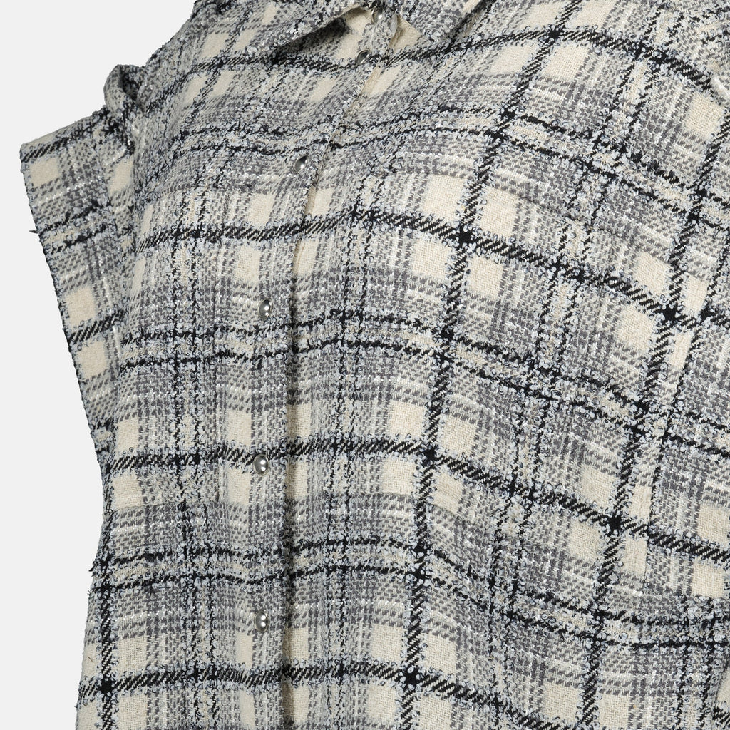 tweed overshirt, Iro Samie, casual wear, checkered shirt, women's outerwear