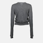 wool cardigan, grey cardigan, Prada, women's fashion, designer cardigan