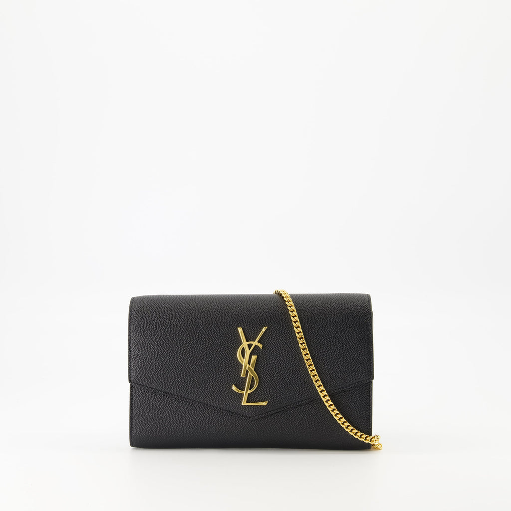 Uptown Chain Pouch, Saint Laurent accessories, leather pouch, designer clutch, elegant handbags
