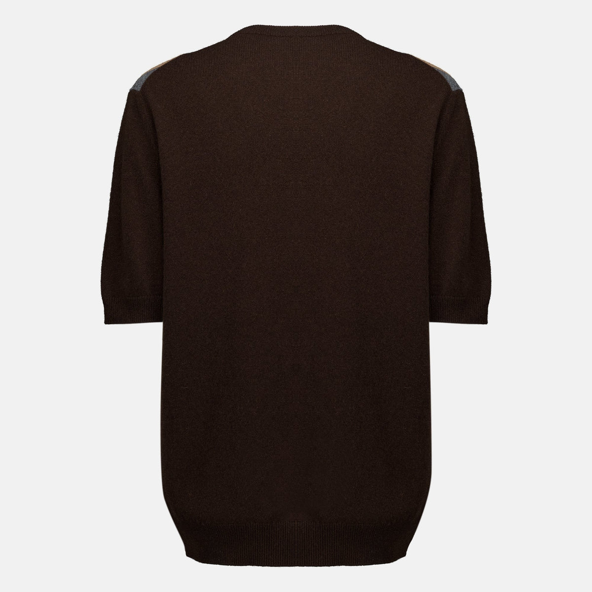 Kurzärmeliger Wollpullover mit Karomuster