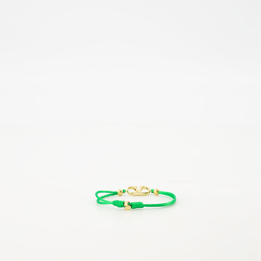 VLogo bracelet, Valentino accessories, green cord bracelet, gold finish bracelet, fashion bracelet 2025